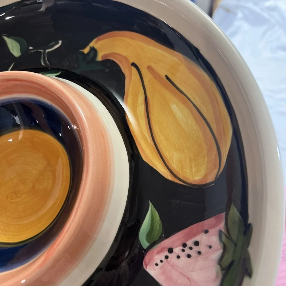 Vicki Carroll Hand Painted Fruit Chip & Dip Platter 12
